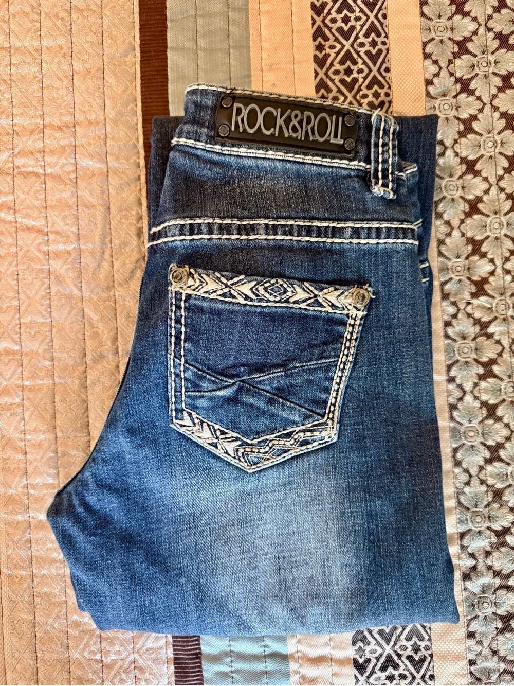 Rock & Roll Embroidered Riding Jeans Size 27x36 Bootcut